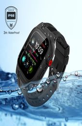 Zwarte Sport Watchands Screenprotector Waterdichte hoes voor Apple Watch Case Series 5 4 3 met siliconen bandriem voor iWatch 44mm9204419