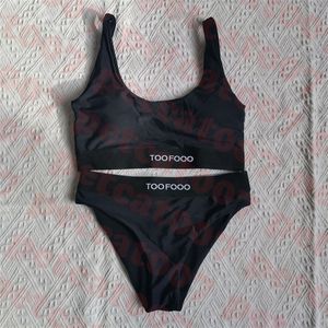 Zwarte sport bikini ondergoed brief afdruk zwempak klassieke dames badmode badmode snel droog badpak