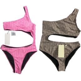 Fashion Classic Print Bikini Womens Beach Swimsuit met uitgesneden taille dunne zomer één stuk zwempak