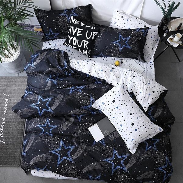 Black star Bed Linen High Quality 3 4pcs Juego de cama Funda nórdica Sábana plana funda de almohada suave Twin Single full queen king Y20041270q