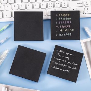 Black Sticky Notes Message Memo Pads Geplaatst zijn solide kleurennotitie n maalstickers Creative Stationery School Office Supplies