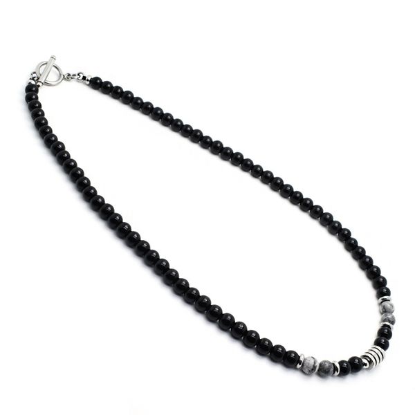 Collier hip hop en pierre noire pour hommes, tendance, en acier inoxydable, perles en œil de tigre, chaîne ras du cou, vente en gros