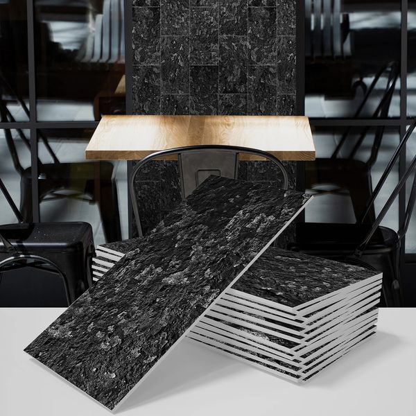 Etiqueta autoadhesiva de pared para decoración del hogar, estilo de patrón de piedra negra, impermeable, para cocina y baño, azulejo EVA grueso 240112