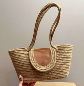 Zwarte strozak designer tas mand geweven winkelen winkelen strandblaasje onderarm schouder 104679-104680