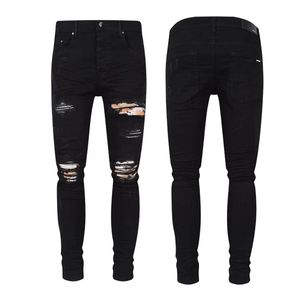 Jeans noirs purs skinny fit stretch en jean disséqué