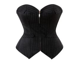 Style de costume à rayures noir Shapewear Femmes Overbust Zipper Bustier Bustier CORSElet Slim Corps Shaper Plus taille S6XL CORSET TOPS4533486