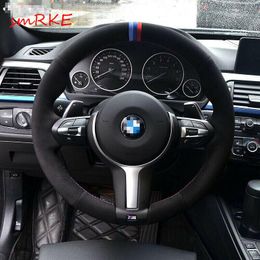 Zwart suède stuurwielafdekking voor BMW F33 428I 2015 F30 320D 328I 330i M3 M4