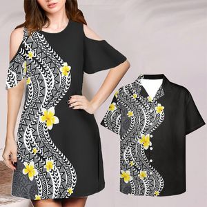 Ropa de verano negra para mujeres y hombres Camisas Conjunto de pareja Boho Vestido Ropa Floral Vetement Femme Robe Plus 4XL Dropship 220627