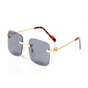 Zwarte zonnebril lange gesp serie voor designer heren met 52 mm bruine heldere lens goud zilver metaal half randloos dames sportmerk Eyegl