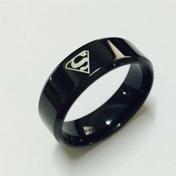 Alliance de logo noir superman S en carbure de tungstène large 8mm 7g pour hommes femmes de haute qualité USA 7-142477