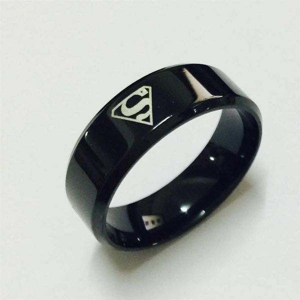 Black Superman S Logo Alliance of Tungsten Carbide Ring Wide 8mm 7g for Men Women High Quality USA 7-14248M
