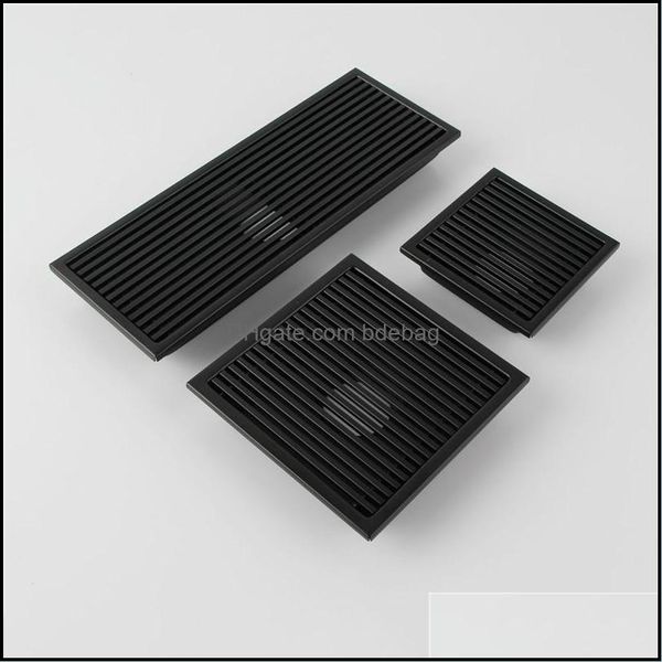 Black Sus 304 Doudeur en acier inoxydable Drain de salle de bain carreaux de sol de salle de bain insert carré Gares de déchets anti-odeur