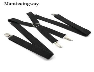 Zwarte bretels voor heren 4 clips riem vaste kleur verstelbare slanke braces dames riemband5863931