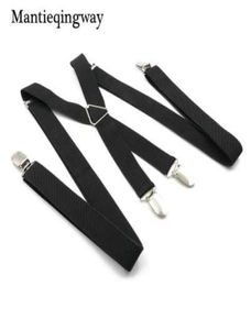 Tirantes negros para hombre 4 clips correa sólida color de color delgado ajustable correa de cinturón de mujeres3317122