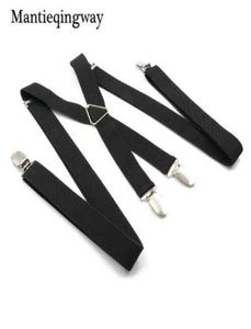 Zwarte bretels voor heren, 4 clips, riem, effen kleur, verstelbare slanke bretels, damesriem, riem1265759