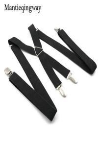 Bretelles noires pour hommes, 4 clips, couleur unie, bretelles fines réglables, ceinture pour femmes, 2004070