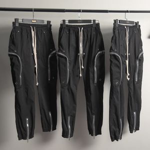 Pantalon de survêtement noir avec fermeture éclair, pantalon droit décontracté pour femmes, Streetwear pour hommes