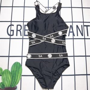zwart badpak wowen badpakken vrouw klassiek Letterprint Badpakken uit één stuk Charmant Bikini Strand Dames designer zwempak Mode badmode