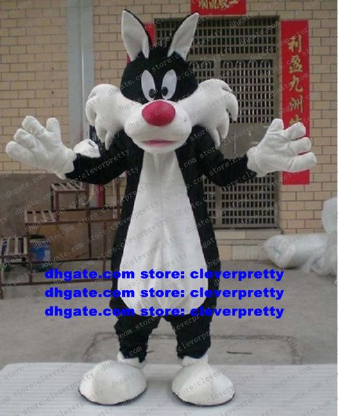 Costume de mascotte chat Sylvester noir Mascotte Moggie chaton loup adulte personnage de dessin animé tenue Costume ouverture réception film accessoires No.2579