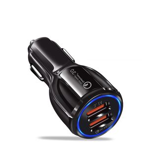 QC 3.0 Chargeur rapide 3.1A Qualcomm Charge de voiture rapide Chargeur de téléphone à double port USB pour Iphone X Galaxy 200PCS / LOT AUCUN emballage de vente au détail