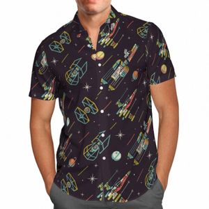 Camiseta negra, nave espacial 3D, calcetines hawaianos, verano fi hombres, camisa grande, Homme Camisa Masculina S2 w82S #