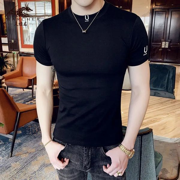 Camiseta negra para hombres ropa lisa de los músculos flacos de los músculos gimnasios