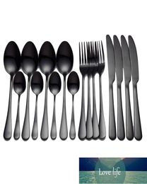 Voleille de table noire Couvoirs en acier inoxydable Forks Couteaux Couteaux Spoons Kitchen Dîner Knife Gold Varelle 16 PCS7450287