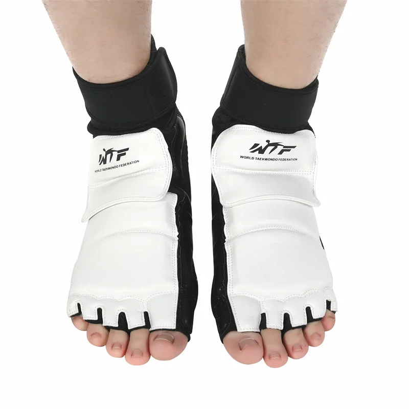Black Taekwondo Gloves Child Half Finger Kick Boxing MMA Muay Thai Punching Mitts Men Women PU Leather Hand Protector White
