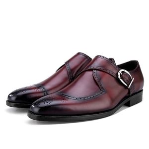 Black Tan Fashion / Monk Mens Business Dress Echt lederen kantoor mannelijke bruiloft bruidegomschoenen 80f6