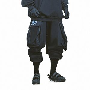 Pantalon cargo noir Techwear Hommes Hip Hop Streetwear Joggers Grandes poches Taille élastique Harajuku Casual Pantalon ample Y2k K2zZ #