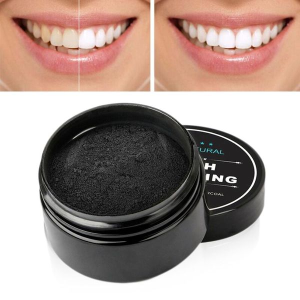 Polvo de dientes negro Blanqueamiento dental natural Embalaje de limpieza Pasta de dientes premium Cáscara de coco Carbón activado Blanqueamiento dental Cuidado bucal