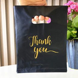 Black Thank You Gift Bag Birthday Bachelorette Party Wedding Gift Packaging Plastic Bag Decoration Small Business Supplies