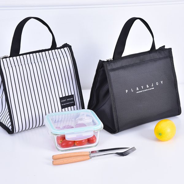 Sac à lunch familial thermique noir pique-nique école isolation froide Bento pochette voyage nourriture fruits organisateur fourre-tout accessoires fournitures C0125