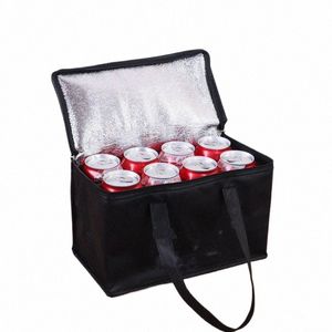 Bolsa de almuerzo térmica negra Bolsa de comida fresca con aislamiento portátil Cam Bento Storage Ctainer para niños Bolsos de picnic de gran capacidad b0Vb #