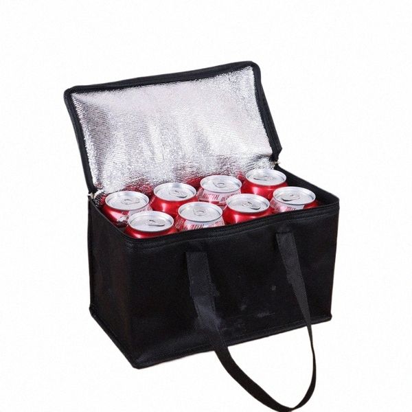Bolsa de almuerzo termal negro portátil de comida fría de aislamiento Cam Bento Storage Ctainer para niños Bolsos de picnic de gran capacidad S5SM#