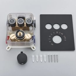 Black Thermostatic Shower Robinet Set LED HEPH SOIR la tête de douche Abs Plastique Plastique Salle de bain Thermost Douche de bain Systèmes muraux
