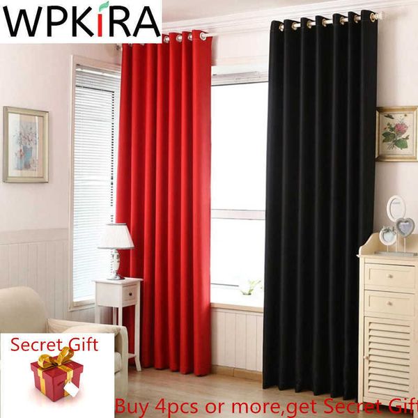 Tela de cortina gruesa negra, cortinas opacas ciegas de poliéster, cortina roja para café, cortina para cortina, puerta de tela, tul blanco WP092H 210712