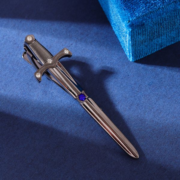 Clip à cravate noire Copper Sword Forme Diamond Clip de lie à la mode pour hommes incrustés