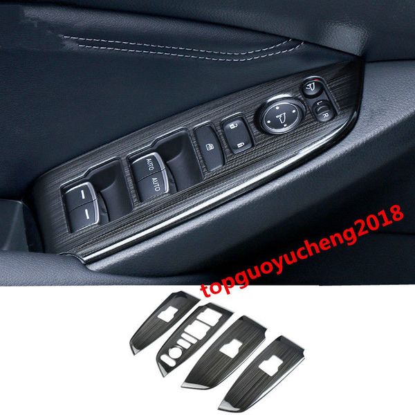 Ajuste de la cubierta del panel del interruptor de la ventana de titanio negro inoxidable para Honda Accord 2018