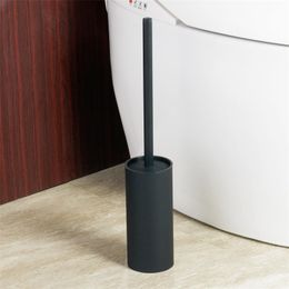Brosse de toilette noire en acier inoxydable bol autoportant brosse de wc porte-outil de nettoyage de salle de bains avec support de brosse de toilette de base Y200407