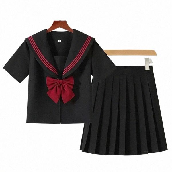 Negro Top Escuela Faldas Estudiante Clase Coreana Uniforme Japonés Anime Cosplay Universidad Ortodoxa Marinero Estilo Chica Traje d1ea #