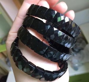 Zwarte toermalijnse stenen kralen armband natuurlijke energie steen armband fijne sieraden armband voor vrouw voor cadeau hele y12182399403
