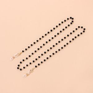 Perles de verre transparentes noires lunettes chaîne lanières pour femmes chaîne en métal lunettes de soleil lunettes cordon cou sangles