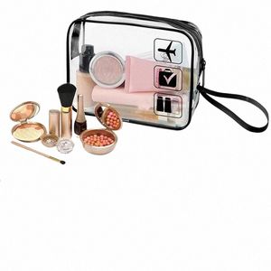 Black Transparent Travel Cosmetic Sac Fi Sac de toilette PVC imperméable nouveau sac de rangement de maquillage portable claire Whylut W3lu #