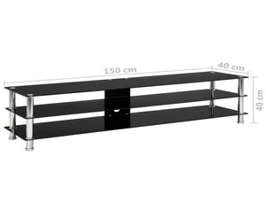 Stand de TV negro de 150x40x40 cm en muebles de sala de estar de vidrio templado7752241