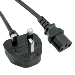 Black UK 3pin Male naar IEC 320 C13 Vrouwelijke Socket Adapter Power Cable ongeveer 1,5 m