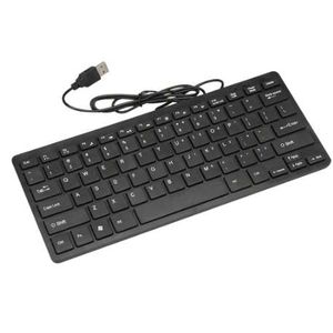 Mini clavier USB multimédia ultra-mince noir de petite taille à 78 touches pour