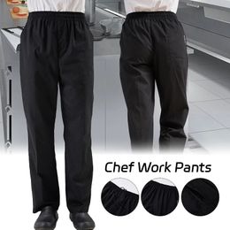 Noir unisexe Chef Service cuisinier uniforme De Partie exécutif pantalon Long élastique Restaurant nourriture 240102