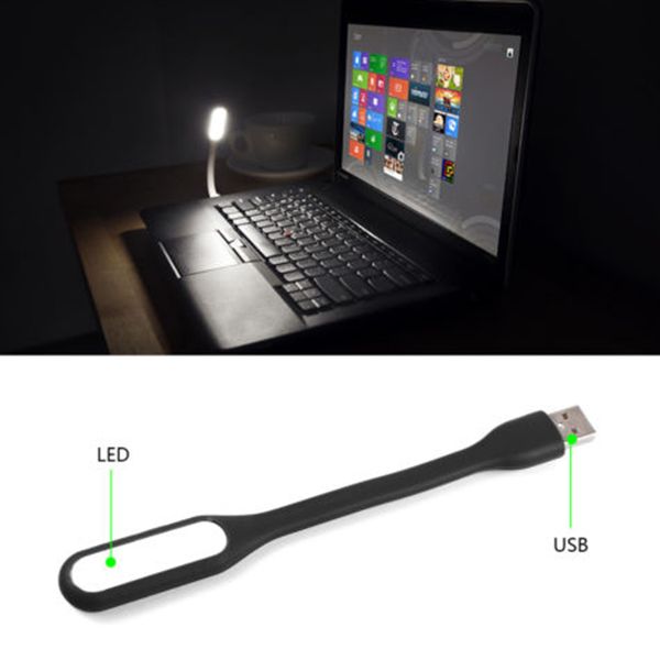 Noir USB LED Liseuse Mini Livre Lumière Lampe de Table Flexible pour Power Bank Ordinateur Portable Ordinateur Portable PC Ordinateur