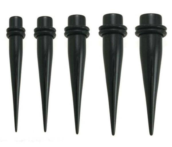 Negro UV acrílico oreja estiramiento tapones expansores túnel cuerpo piercing joyería kit calibres a granel 1610 mm pendiente promocional ho3090656
